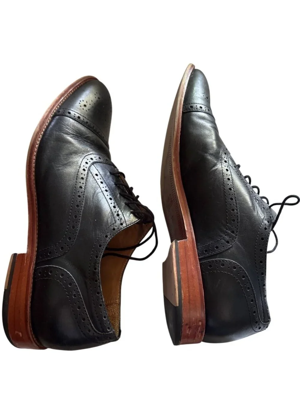 Warfield & Grand Black Leather Brogue Oxford Dress Shoes Size 11